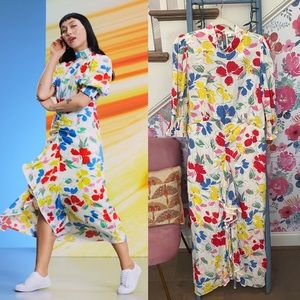 Rixo Floral Cascading Midi Dress